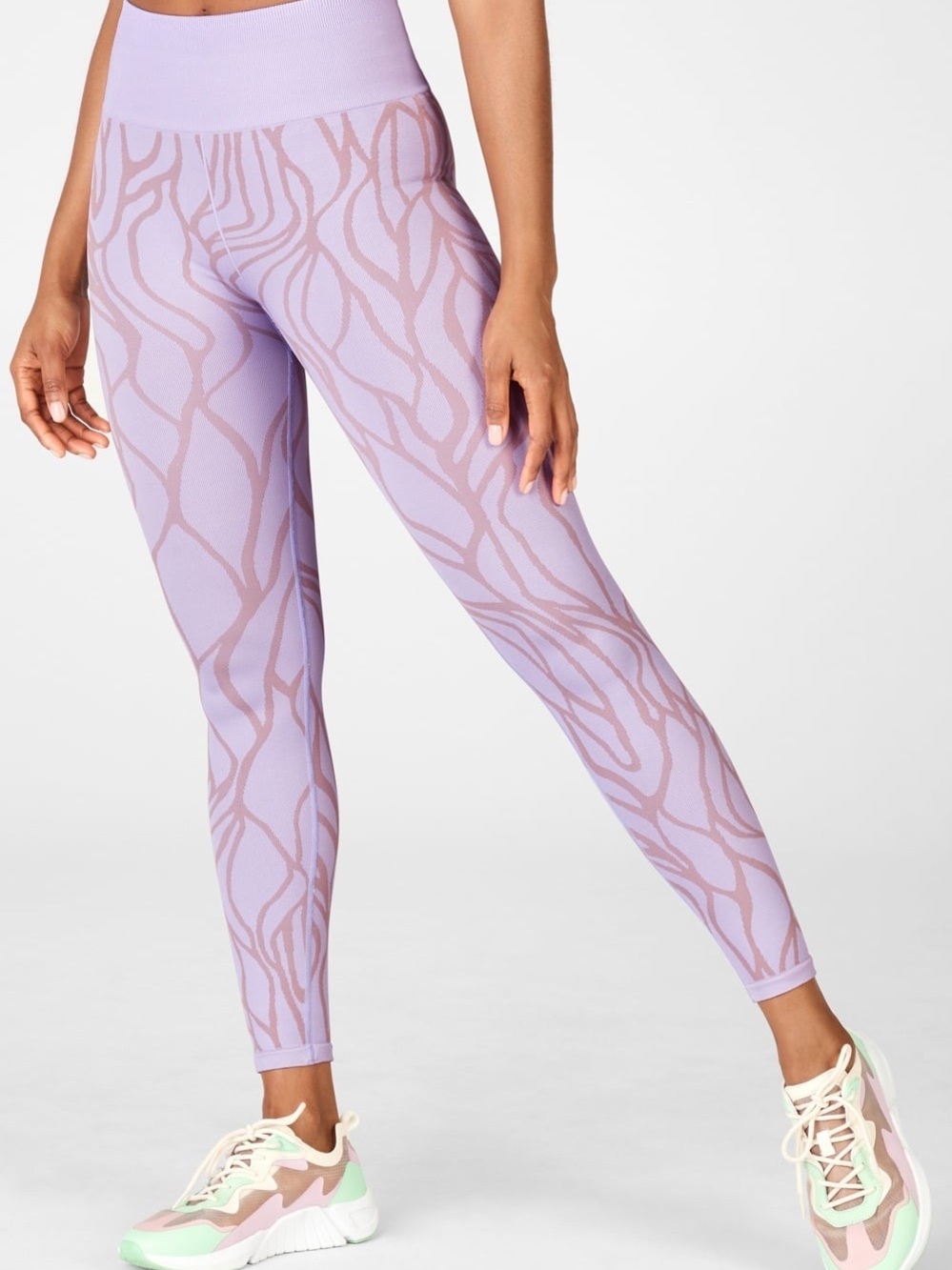 Fabletics Lilac & Pink Athleisure High-Waisted Seamless Leggings Large NWT